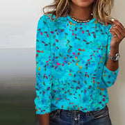 Gradient Sequin Long-Sleeve Crewneck Top