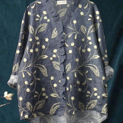 Women's Printed Round Neck Casual Shirt
