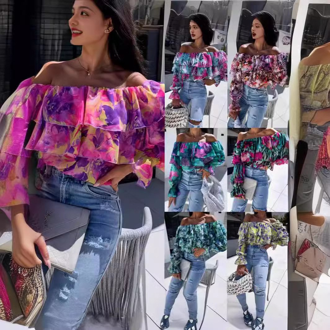 Chic Off-Shoulder Floral Print Blouse for Women