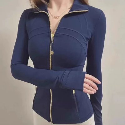 Women's Fitness Running Yoga Jacket with Gold Zipper