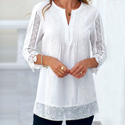 Elegant Women's Round-Neck Patchwork Top