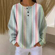 Women's Printed Button Sweatshirt Casual Long-Sleeve Top