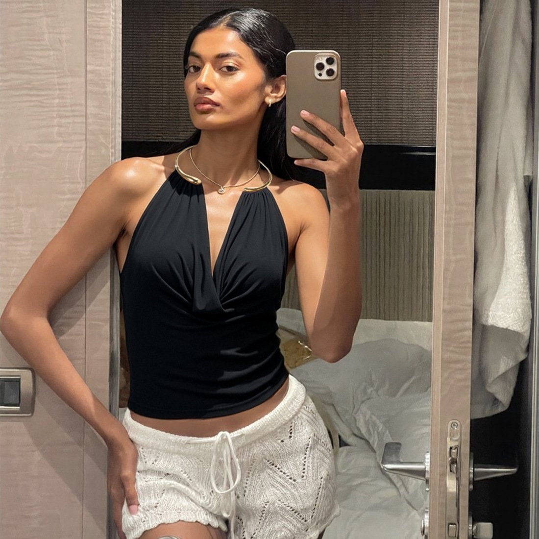 Sleek Halter Neck Bodycon Tank Top for Women