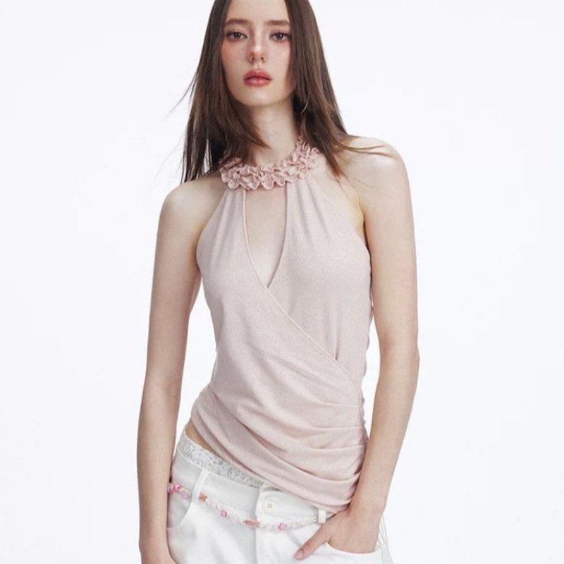 Glittery Halterneck Tank Top for Women
