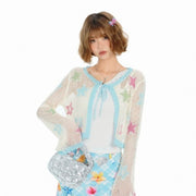 Floral Hollow-Out Knitted Cardigan