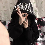 Cozy Gray White Hoodie for Women Autumn Winter