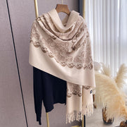 Warm Embroidered Shawl for Women, Dual-Use Scarf Wrap