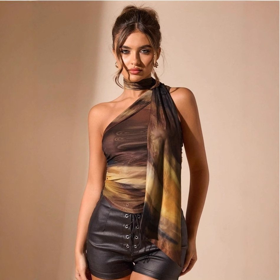 Personalized Halter Neck Camisole - Leopard & Polka Dot Prints