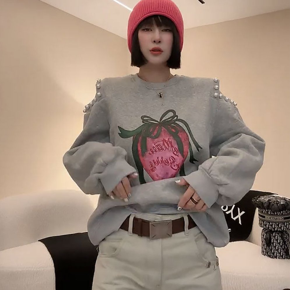 Cozy Round-Neck Off-Shoulder Sweatshirt for Women