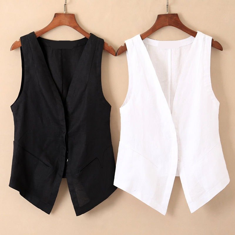 Linen Short Vest Undershirt for Women - Casual Chic