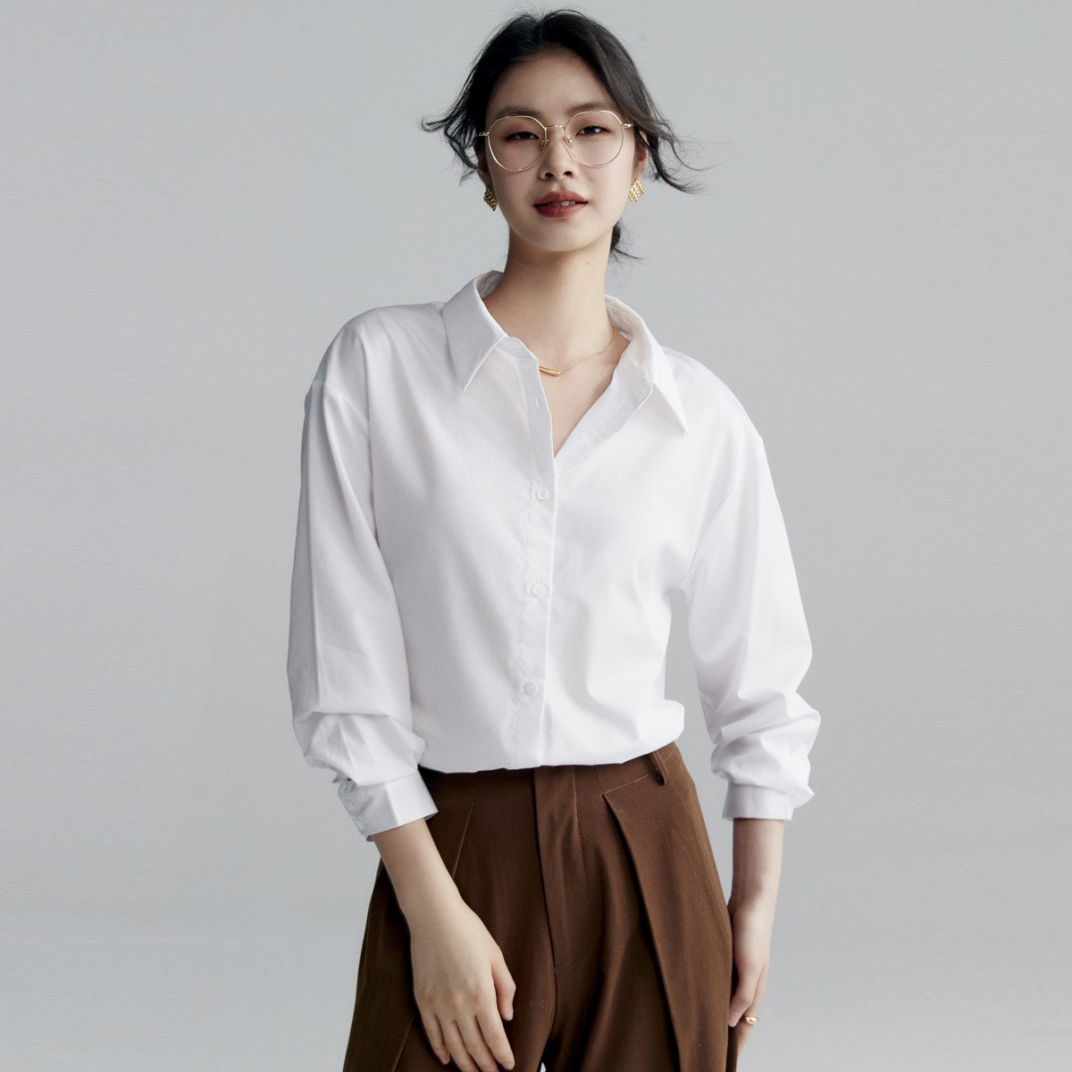 Women's Elegant Casual Drop-Shoulder Cotton Shirt