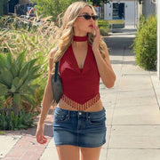 Lace Up Back Camisole for Women - Trendy Statement Top