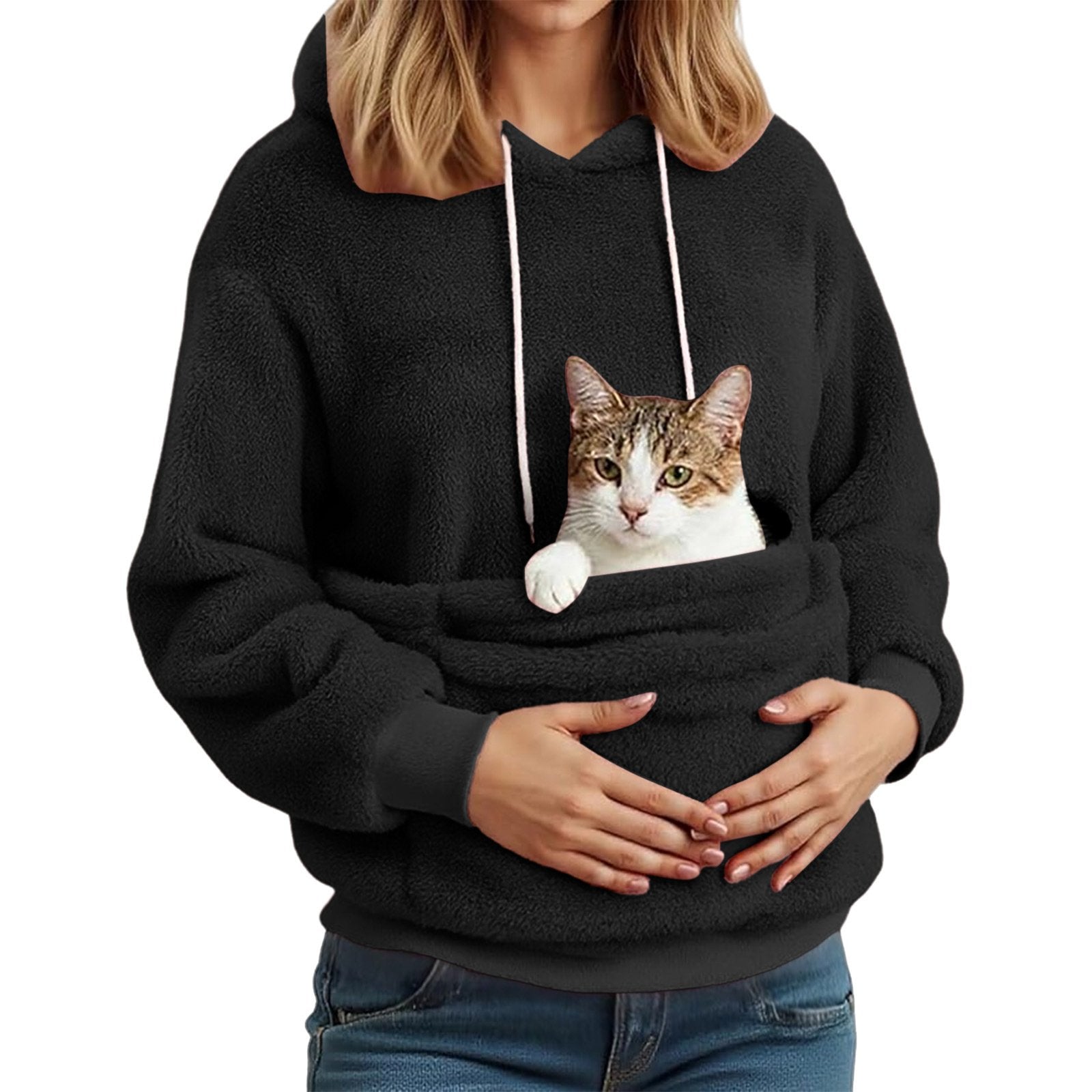 Cozy Flannel Hoodie for Women - Pet-Friendly Design