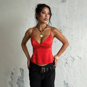 Loose Jacquard Satin Camisole Top for Women