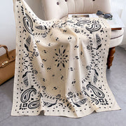 Versatile Floral Print Velvet Square Scarf