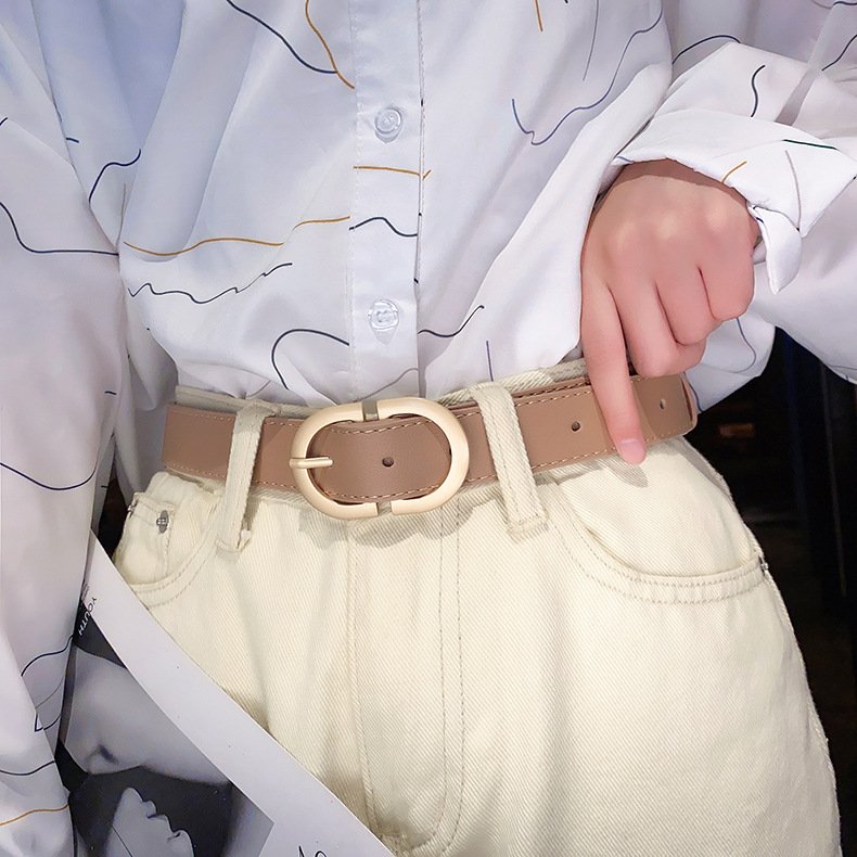 Simple Leather Belt with D-Clasp, 105cm Long