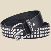 Metal Pyramid Belt for Women - Wide PU Leather Strap with Pin Buckle