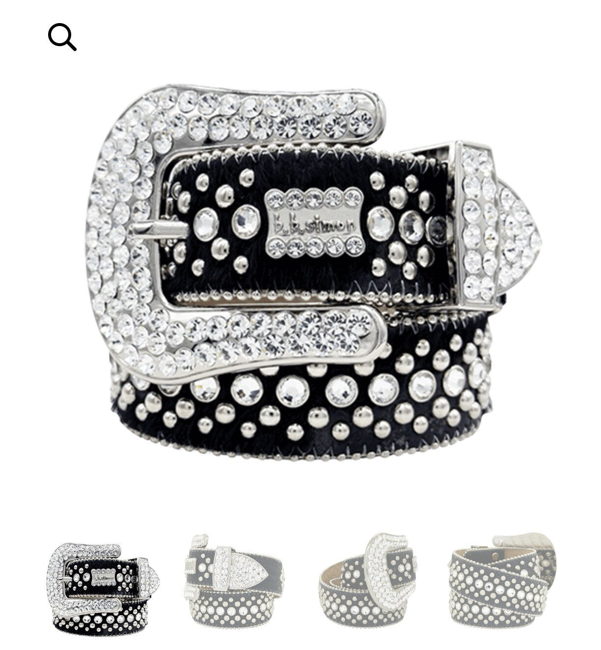 Glamorous Rhinestone Belt with Leather