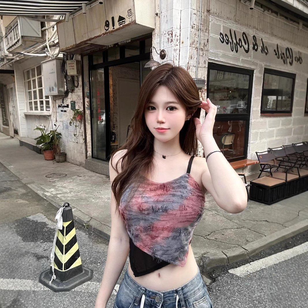 Seductive Tie-Dye Asymmetrical Tank Top