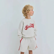 Kids' Striped Sportswear Set: Fleece-Lined Hoodie & Short-Sleeve Top with Shorts