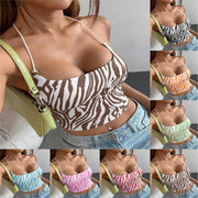 Zebra Stripe Short Camisole with Back Tie