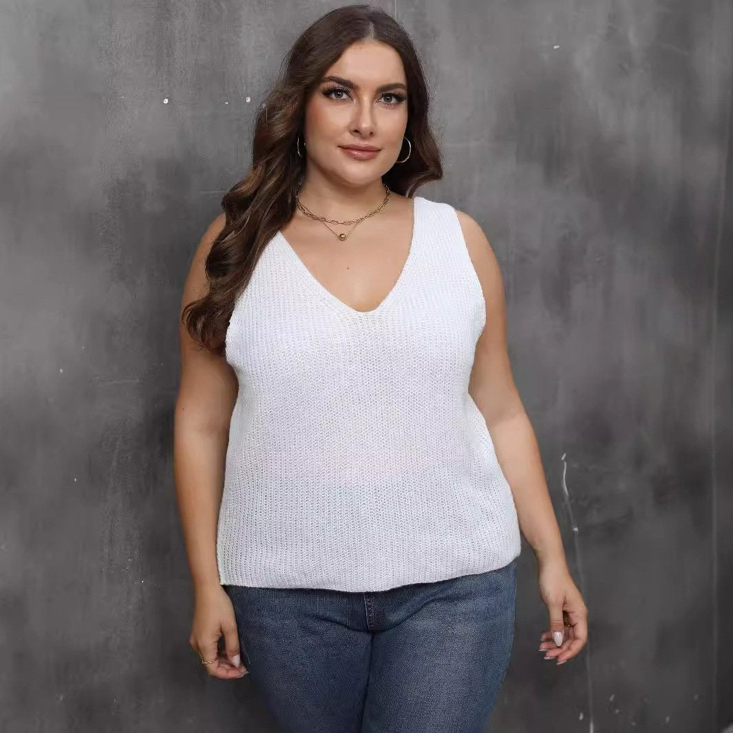 Casual White V-Neck Sweater for Women