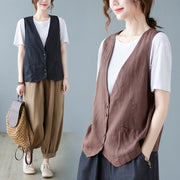 Relaxed-fit Cotton-linen Sleeveless Vest for Women