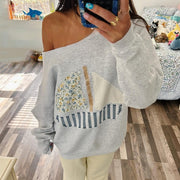Cozy Off-Shoulder Pullover Sweatshirt for Women