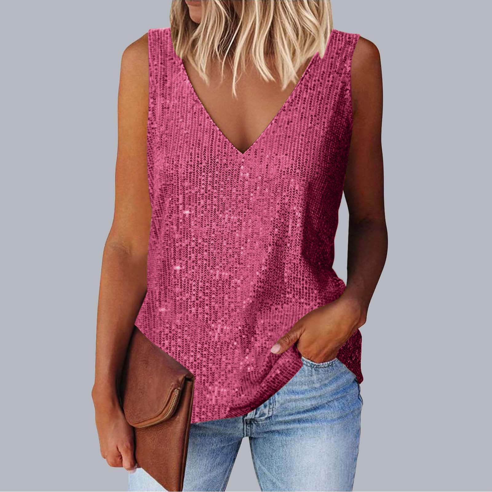 Sequin V-Neck Vest Top