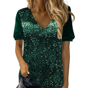 Sequin V-Neck Top
