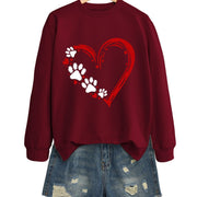 Trendy Heart Footprint Hoodie for Women - Fun & Comfy Tops