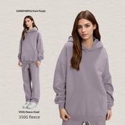 Men's Hooded Sweatshirt Fleece-lined Loose Fit Sweatshirt Set