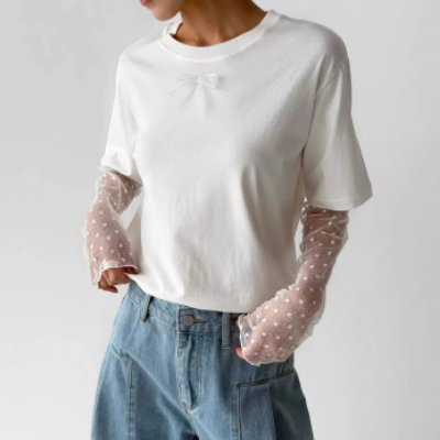 Polka-Dot Long-Sleeve T-Shirt for Women