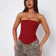 Asymmetrical Tube Top for Women - Slim Fit, Backless Straps