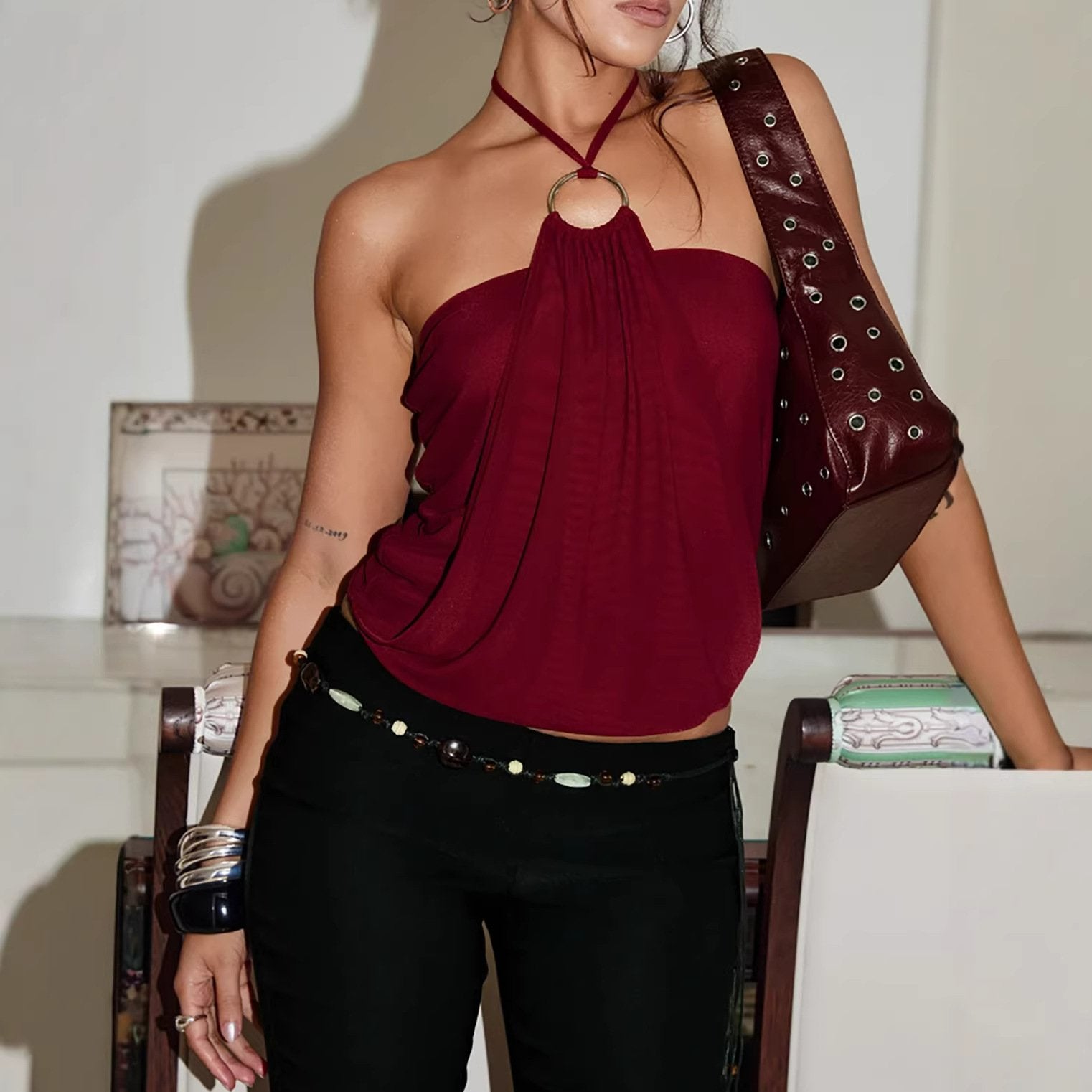 Wine Red Summer Top