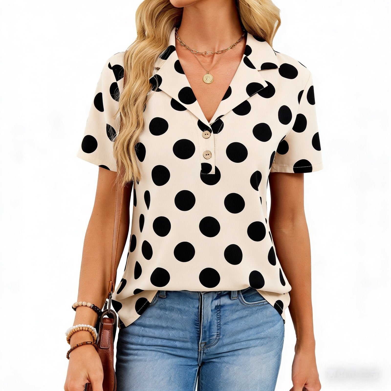 Summer Polka-Dot Graphic Tee for Women