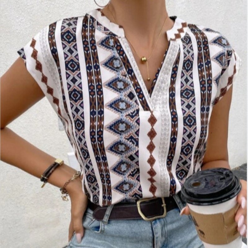 Bohemian Batwing Sleeve V Neck Blouse for Women