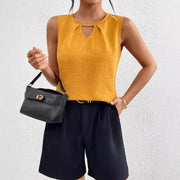 Sunflower Yellow Sleeveless V-Neck Top for Women