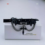 Bold Girl Punk Style Cross Devil Wings Choker Necklace