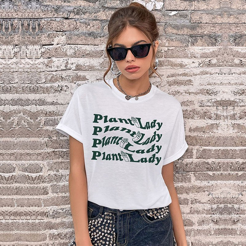 Fun Letter Print Crew Neck Top