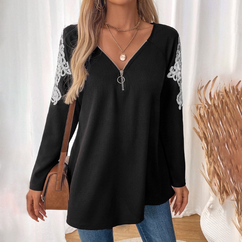Lace Trim Long Sleeve Tee