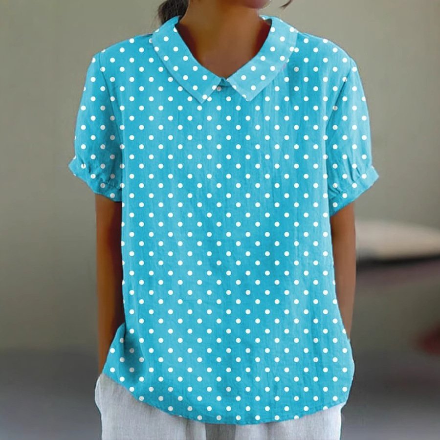 Summer Wind Short-Sleeve Printed Pullover Top for Women