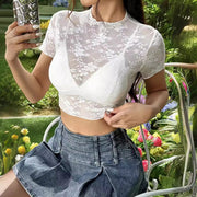 Elegant Lace Short Sleeve Top