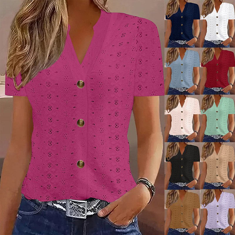 Women's Casual V-Neck Short Sleeve T-Shirt
