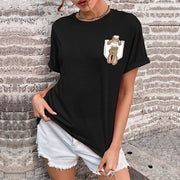 Casual Summer Tee for Women - Printed Crew Neck Short Sleeve Top