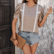 Lace-Patchwork Casual Women's Short-Sleeve T-Shirt