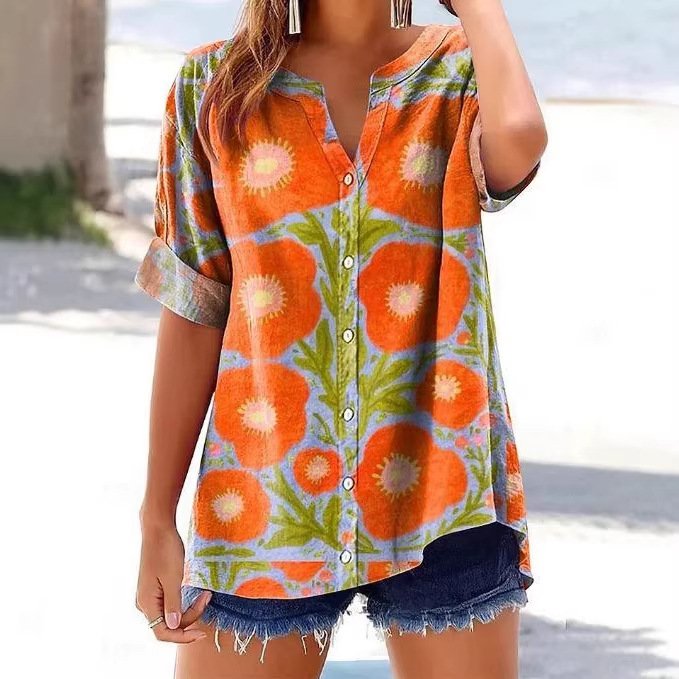 Women's 3D Print Short Sleeve Tops