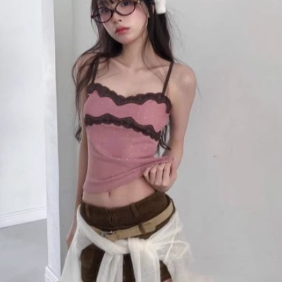 Polka Dot Lace Camisole - Vintage Chic for Women