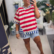Loose Fit Striped Casual Top for Women