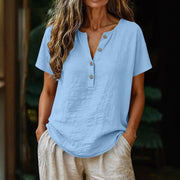 Casual Women's Cotton-Linen Short-Sleeve Shirts